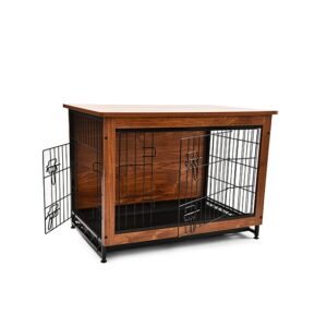 Steel wood combined dog cage